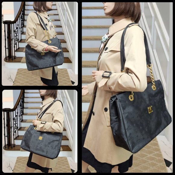 MCM Black Viseto Nylon/Chained Tote - Picture 17 of 17